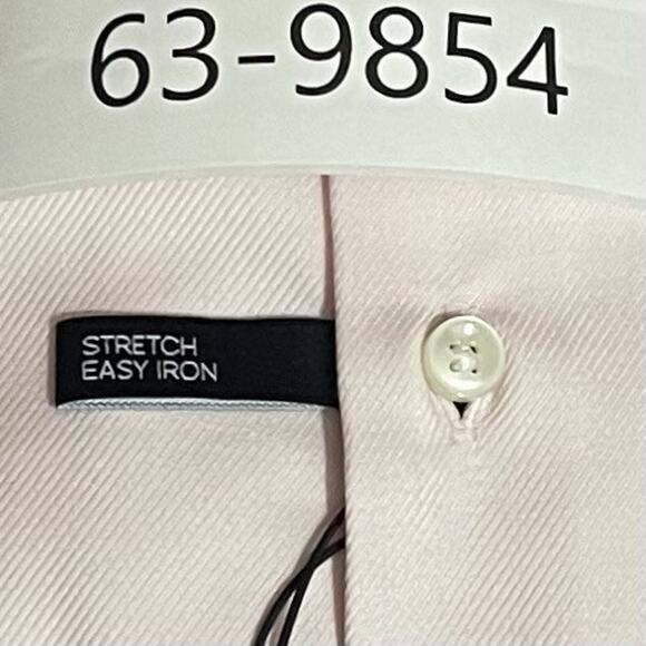 Hugo Boss Dress Shirt Mens 15 32/33 Pink Max Sharp Fit Easy Iron Stretch Cotton - Picture 6 of 6